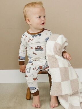 Mebie Baby Construction Trucks Ribbed PJs